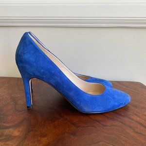 Blue suede Cole Haan 3.5" heels, size 7